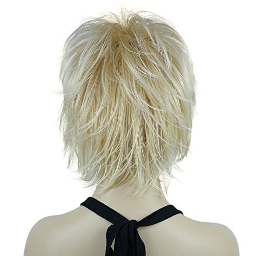 Lydell Short Layered Shaggy Wavy Full Synthetic Wigs (24BT613 Blonde Mix) - color: 24BT613 Blonde Mix