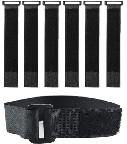 6 Pack 24 Inch heavy duty Hook and Loop Straps 2 Inch Wide Cinch Straps | Adjustable Multi-Purpose Hook and Loop Straps with Buckle,Nylon Cable Ties,Cord Ties Organized Tidy for Wire Cable Management - size: 24'' x 2'' (Black)