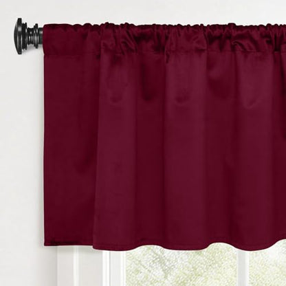 Yakamok Wine Red Room Darkening Velvet Curtains 40x18 Inch Living Room | Luxury soft velvet, 1 panel , for bedroom small windows, window drapes rod pocket,light blocking,Thermal Insulated - color: Wine Red, size: 40"W x 18"L (Pack of 1)
