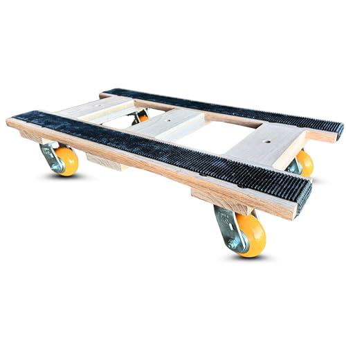 20" x 36" Oak Furniture Dolly, 4-Wheel H-Frame Design, 2,240 lbs Capacity, USA-Made, Heavy-Duty for Moving Furniture and Appliances