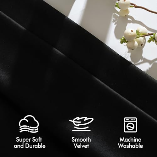 MIULEE Black Velvet Blackout Curtains 63 Inch Long 2 Panels, W40 x L63 | Luxury Super Soft, Thermal Insulated, Room Darkening Drapes, Rod Pocket Design, Window Curtains for Bedroom Living Room - color: Black, size: 40"W x 63"L (Pack of 2)