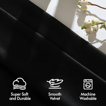 MIULEE Black Velvet Blackout Curtains 63 Inch Long 2 Panels, W40 x L63 | Luxury Super Soft, Thermal Insulated, Room Darkening Drapes, Rod Pocket Design, Window Curtains for Bedroom Living Room - color: Black, size: 40"W x 63"L (Pack of 2)