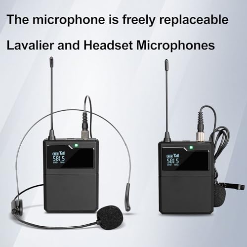 Depusheng R6 Professional Wireless Microphone UHF System 4 Channel with Wireless lavalier Headset Microphone, Metal Receiver, Perfect for Singing, Karaoke, Parties, Weddings - style: 4 bodypack mic