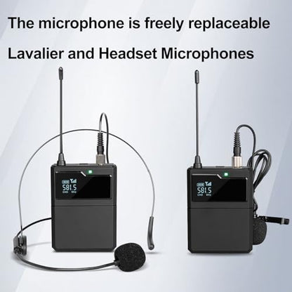Depusheng R6 Professional Wireless Microphone UHF System 4 Channel with Wireless lavalier Headset Microphone, Metal Receiver, Perfect for Singing, Karaoke, Parties, Weddings - style: 4 bodypack mic