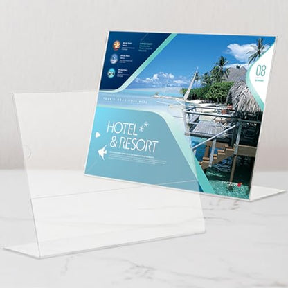 Acrylic Sign Holder 8.5 x 11 Horizontal , Clear Plastic Display Stand for Tabletop, Acrylic Stands for Flyers, Table Paper Holder, Vertical Sign Holder 8.5x11 for Restaurants, Office and School (Slant 6 Pack 11x8.5) - size: Slant 6 Pack 11x8.5