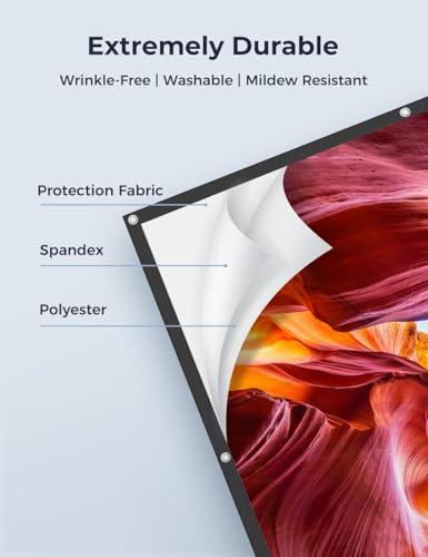 Aurzen 120-Inch Projector Screen, 16:9 4K HD, Foldable Anti-Crease, Portable Double-Sided Screen for Indoor/Outdoor Home Theater & Backyard, White (120 inches) | Foldable Anti-Crease, Portable Double-Sided, Indoor/Outdoor Home Theater & Backyard
