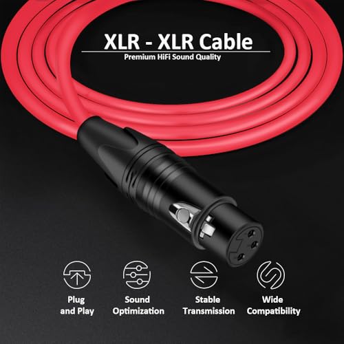 15FT Balanced XLR Male to XLR Female Mic Cable - Red - color: Red, size: 15FT/4.5M