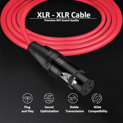 15FT Balanced XLR Male to XLR Female Mic Cable - Red - color: Red, size: 15FT/4.5M