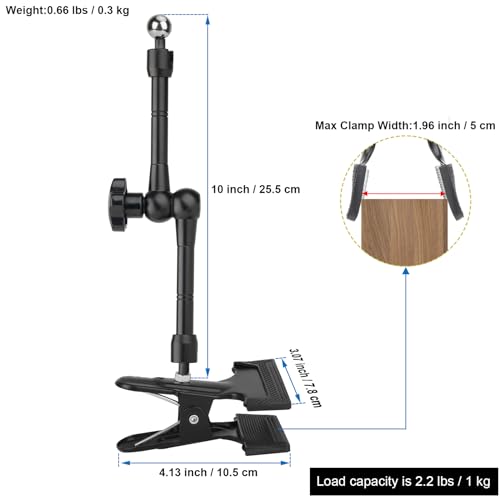 Mippko Tablet Holder for Desk/Table/Easel/Board/Shelf,360° Adjustable Aluminium Alloy Arm Metal Clamp iPad Mount,Compatible with 7~12.9" iPad/Nexus/LG G Pads/e-Reader/Switch