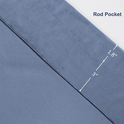 PLEASANT BOULEVARD Stone Blue Velvet Curtains 63 inch Long Heavyweight Blackout Curtains Rod Pocket Thermal Insulated Darkening Window Drapes for Bedroom Living Room, W52 x L63, 2 Panels - color: Stone Blue, size: 52"W x 63"L (Pack of 2)