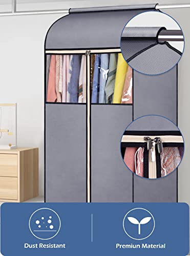 SLEEPING LAMB 43'' Garment Bags for Closet Storage with Zippers Completely Closed Wardrobe for Hanging Clothes Suits Coats Cover, 2 Packs, Grey(Hanging Rod Not Included) - size: 43 inches