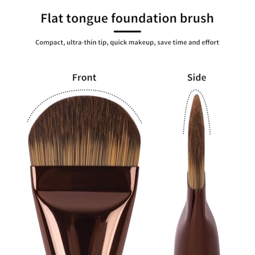 MAANGE 5 PCS Foundation Makeup Brush Set Double-ended Kabuki Mask Contour Brush for Liquid Powder Concealer Cream Cosmetics Blending Makeup Brushes (Coffee) - color: Coffee - 5Pcs