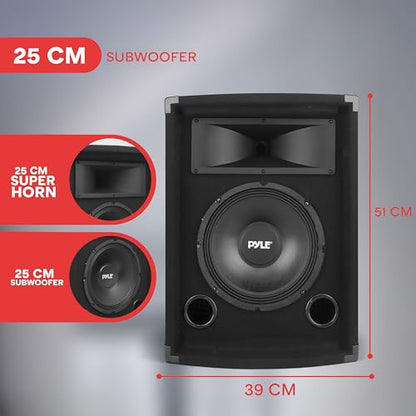 PYLE-PRO 500Watt Outdoor Sound System Vehicle Stereo Speakers w/ 10" Woofer, 1.5" Kapton VC, Dual Tweeters, 4"x10" Super Horn Midrange, Crossover Network-PylePro PADH1079