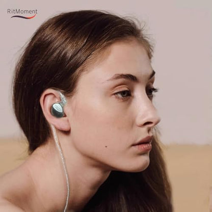RitMoment IE10 Wired Earbuds - Professional IEM Earphones, Clear Sound & Deep Bass, Dual Magnetic Dynamic Driver, in Ear Monitors for Musicians, Audiophiles & Gamers (USB-C Plug with Mic, Black) - style: USB-C with Mic