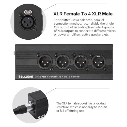 XLR 1 to 4 Box,4-Way Balanced XLR Splitter Box,3Pin XLR 1 Female to 4 Male Splitter,1-In-4-Out Audio Distributor for Studio, Live, Mixer, Amplifier, Preamps, Powered Speaker - color: 1 Female to 4 Male Adapter
