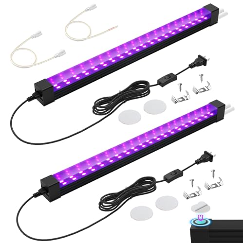 395NM Black Light Bar 18W, UV Blacklight Strip for Glow Party, Linkable LED Black Lights with ON/Off Switch, for Uranium Glass Curio Dispaly Cabinetry Halloween, 15.8Inch, 2Pack - style: 395NM-2Pack