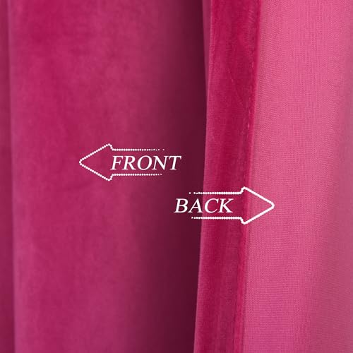 Roslynwood Velvet Berry Curtain 63 inch Long - Curtains Block Light Rod Pocket Thermal Insulated Window Drapes Set for Living Room/Bedroom/Dining Room, W52 x L63, 2 Panels - color: Berry, size: 52"W x 63"L (Pack of 2)