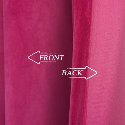 Roslynwood Velvet Berry Curtain 63 inch Long - Curtains Block Light Rod Pocket Thermal Insulated Window Drapes Set for Living Room/Bedroom/Dining Room, W52 x L63, 2 Panels - color: Berry, size: 52"W x 63"L (Pack of 2)