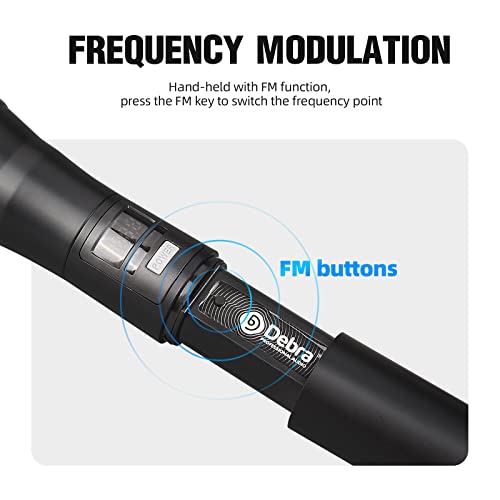 D Debra Audio Wireless Microphone System Pro DU4004 UHF 4 * 16 Adjustable Channel Wireless Handheld Lavalier Headset Mics, Ideal for Meeting Church Speech Party (2 Handheld 2 Bodypack) - color: 2 Handheld 2 Bodypack