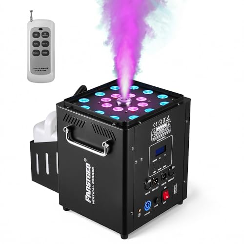 Vertical Fog Machine 1800W with Remote & DMX Control, Timer | 8 Inner & 12 Outer Independent LEDs, Multi Light Modes for Stage Performances, Halloween, Gender Reveal Parties - color: FF-05