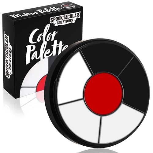 Spooktacular Creations Halloween Makeup Palette 3 Colors, Face Body Paint Makeup Wheel Waterproof Zombie Skeleton Cosplay Face Painting for Adult(0.35 Oz,White Black Red ) - color: Multicolor