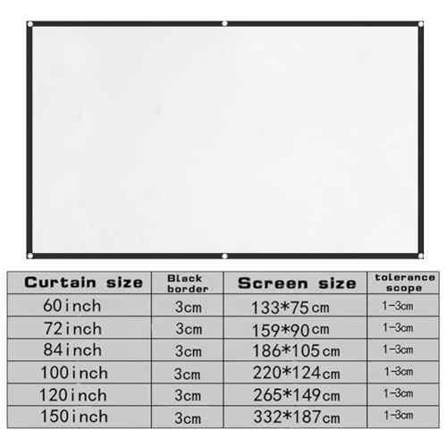 Projector Screen, 4K HD Home Movie Projection Screen, 60"|72"|84"|100"|120"|150" Anti-Crease Theater Screens Indoor Outdoor(Size:84 INCH) - size: 84 INCH