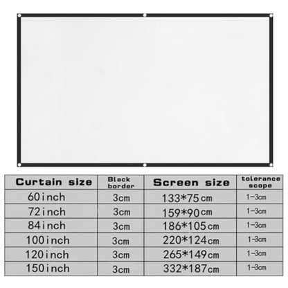 Projector Screen, 4K HD Home Movie Projection Screen, 60"|72"|84"|100"|120"|150" Anti-Crease Theater Screens Indoor Outdoor(Size:84 INCH) - size: 84 INCH