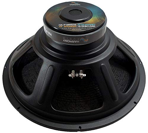 Harmony Audio 18" PA Replacement Subwoofer 1200W 16 Ohm Woofer 2 Pack | 18 inch dual pro speaker pair, revives blown bass drivers, deep low-end punch, drop-in fix, twin bin stage rig ready - size: 16 Ohm, style: Two Pack