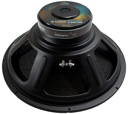 Harmony Audio 18" PA Replacement Subwoofer 1200W 16 Ohm Woofer 2 Pack | 18 inch dual pro speaker pair, revives blown bass drivers, deep low-end punch, drop-in fix, twin bin stage rig ready - size: 16 Ohm, style: Two Pack