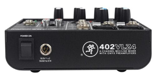Mackie 402VLZ4, 4-channel Ultra Compact Mixer with High Quality Onyx Preamps | Onyx preamps with 2-band EQ and sealed rotary controls for broadcasting, live events and studio recording - style: 4-Channel