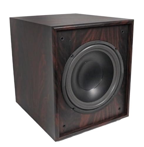 Rockville Rock Shaker 10" Dark Wood Powered Subwoofer Home Theater | 600W Peak, 300W RMS, RCA In/Out, High-Level In/Out, 20Hz-200Hz Response, MDF Enclosure, Class D Amplifier - color: Dark Wood