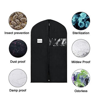 Univivi Garment Bag Suit Bag for Storage and Travel, 40 Inch, Set of 16 | Travel Bag with Zipper and Transparent Window, Non-woven Fabric, Foldable Washable Suit Cover for Jacket, Suits, Coats, Shirt - size: 24'' x 40''- 16 pcs-NWF