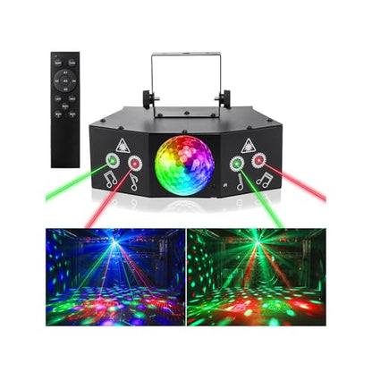 LAUCNPTY DJ Disco Ball Party Lights with DMX512 and Sound Activated, LED Stage Lighting Show Strobe Light for Parties Indoor Dance Wedding Karaoke Bar KTV Club Christmas Halloween Music Rave Lamp