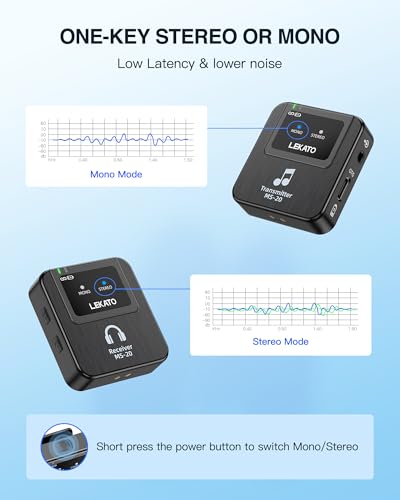 LEKATO Wireless in-Ear Monitor MS-20 for Charging Box, 1 Beltpack Receiver, 2.4G IEM System, Auto-Pairing, OTG Support, One to More, in-Ear Monitoring for Studio,Live,Singer,Band (1 Receiver)