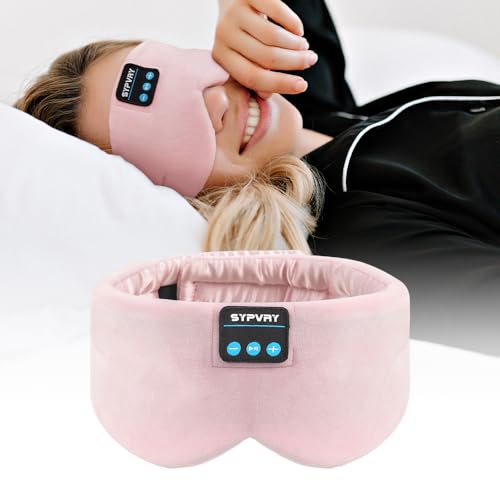 Sleep Mask Bluetooth 5.4 Headphones Soft Wireless Headband Eye Mask Blackout with Microphone (Pink) - color: Pink