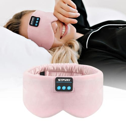 Sleep Mask Bluetooth 5.4 Headphones Soft Wireless Headband Eye Mask Blackout with Microphone (Pink) - color: Pink