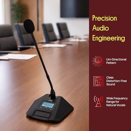 Pyle 8 Channel UHF Wireless Conference Microphone System with 8 Gooseneck Mics, 300 Ft Range, Selectable Frequencies & Rack Mount Receiver for Meetings, Presentations & Events - style: 8 Gooseneck Mics