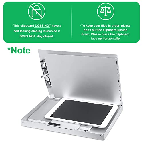 Sunnyclip Aluminum Clipboard with Storage (Letter Size), Metal Recycle Form Holder Portfolio Binder with Clip Inside Posse Box, for Office Business Medical Professionals Stationer - size: Letter Size 13 x 9 x 1 in
