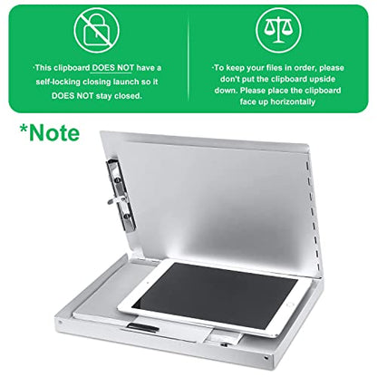 Sunnyclip Aluminum Clipboard with Storage (Letter Size), Metal Recycle Form Holder Portfolio Binder with Clip Inside Posse Box, for Office Business Medical Professionals Stationer - size: Letter Size 13 x 9 x 1 in