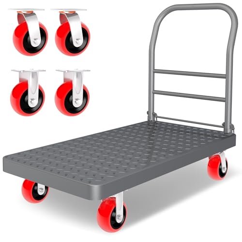 2200 lbs Heavy Duty Foldable Platform Truck with Swivel Wheel 25" x 41" - size: 41"x25"