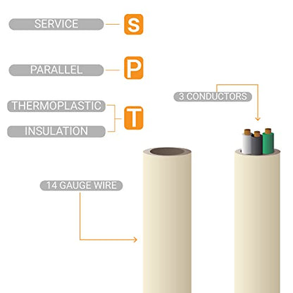 Sunlite 04165-SU EX15/AP Medium Duty 15-Foot Appliance Extension Cord, Three Prong, 14/3 Gauge, 15 Amp, Beige - size: 15'