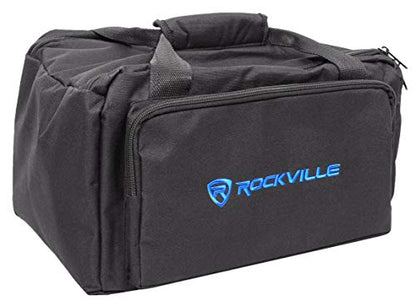 Rockville RLB80 Universal Travel Bag Fits 4x Slim Par Lights+Controller+Cables | Fits Controller, Removable Compartment Dividers, Zippered Front Pocket, Padded Handles, 3 lbs, Carry Case, Thick Padding