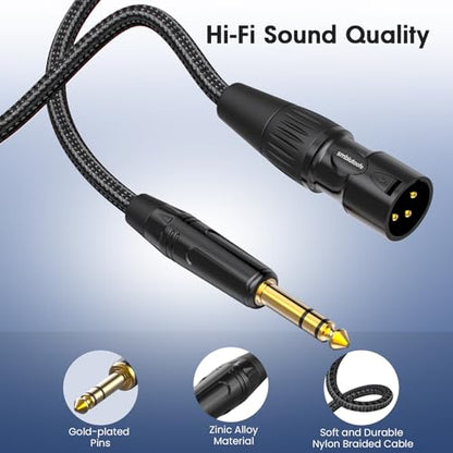 XLR to 1/4, TRS to XLR Male 25ft 2Packs Gold-Plated Connectors - size: XLR Male 25ft 2Pack