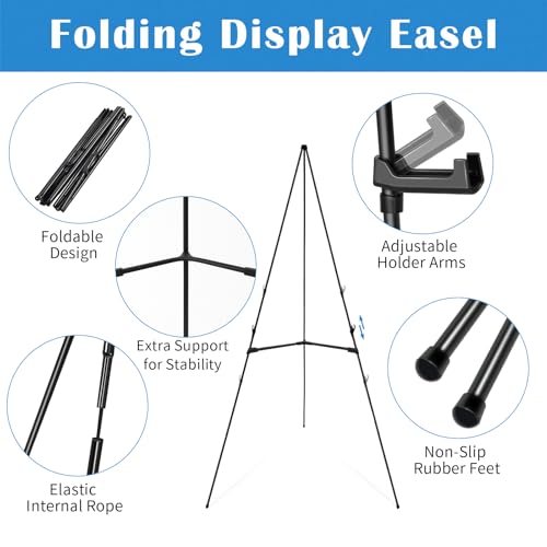 Falling in Art 6 Pack 63" Display Easel Stand, Holds 5 lbs - style: Black 6-Pack