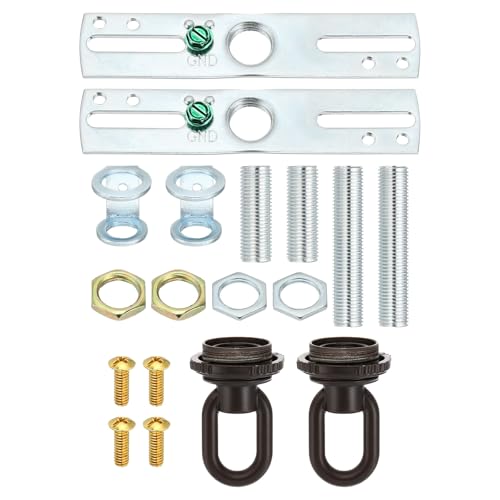 4" Universal Light Fixture Cross Bar Kit, 2 Set 1/4 IP Center Ceiling Light Plate Mounting Hardware Repair Set Dark Brown - color: Dark Brown