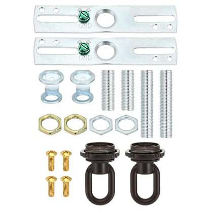 4" Universal Light Fixture Cross Bar Kit, 2 Set 1/4 IP Center Ceiling Light Plate Mounting Hardware Repair Set Dark Brown - color: Dark Brown