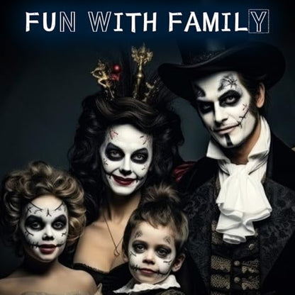 White Black Blue Halloween Face Body Paint with 3PCS Sponge and 1PC Brush, for Baseball, Sports(Eye Black) & Halloween, Face Painting Kit for Skeleton Skull Makeup, Cosplay, SFX Costumes - color: White+Black+Blue