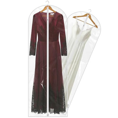 65” All Clear Dress Bags for Travel - PEVA Waterproof Fordable Cover with Zipper for Hanging Clothes, long Dress - Durable Dresser for Closet Storage, Dustproof & Moisture Resistant - 65”/2 Pack - size: 65" -2 Pack