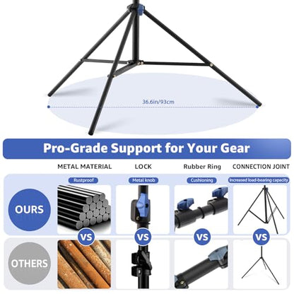SH Light Stand Photography, 10ft/305cm Portable Photo Video Tripod Stand | Adjustable Light Stand with 360° Ball Head and 1/4" Screw for Studio, Strobe, Ring Light, Reflectors, Softbox, Camera-2 Pack - size: 10ft/305cm