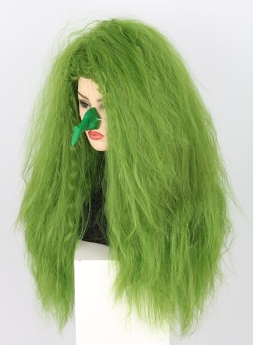 Topcosplay Women Wigs Green Wicth Ghost Wig Fluffly Long Staight Cosplay Halloween Costume Party Wigs - color: Dark Green